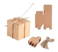 Zerodis Boîtes Cadeaux Kraft Boîte De Papier avec Corde De Chanvre Brun Vintage pour Mariage Party Boîtes Bonbon, 50 Pièces