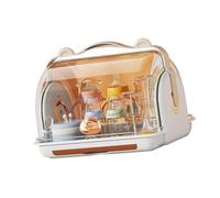 Zerodis Boîtes de Rangement Séchouge Rack Plastique Babinet Babinet Babinet Storage Organisateur Étagère avec un Couvercle Anti-poussière pour la Pépinière à Domicile bébé 37x29x29cm Babinet (BROWN)