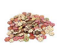 Zerodis Boutons de Fleurs, Boutons Artisanaux en Bois Mignons pour les Projets de Bricolage, de Fleurs en Bois Durables et Colorés pour la Couture et l'artisanat (style aléatoire)