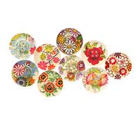 Zerodis Boutons en Bois 100 Pièces, Accessoires de Vêtements de Bricolage Imprimés en Couleur, Parfaits pour l'artisanat des Enfants et la Décoration de la Maison, 30mm