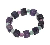 Zerodis Bracelet Artisanal avec Pierres Scintillantes et Perles élastiques Réglables pour Noël, Baptême, Anniversaire, Chaîne de Guérison, Pierre de Cristal Réglable (Quadrate 2,3 pouces)