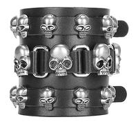 Zerodis Bracelet en Cuir de Crâne Fait à la Main de Style Artisanal, Boucle Ardillon Réglable, Bracelet tressé pour Fêtes, Cours de Danse, Anniversaires, Mariages, Vacances, tressé, Punk