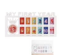 Zerodis Cadre Photo bébé My First Year Photo Moments Cadre Souvenir pour Bébé, Souvenir de la Première Année de Bébé, Cadres Photo 12 Mois, 15 X 7,3 X 0,6 Pouces(Blanc)