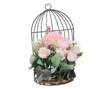 Zerodis Cage à Oiseaux, Finition Ronde Polie, Finition Lisse, Pièce Maîtresse en Métal, Support de Fleurs, Décor pour Les Festivals de Mariage, Rapport de Bureau, Balcon (Rose à 5 Branches)