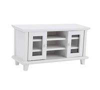 Zerodis Centre de Divertissement Miniature en Bois avec Doubles Portes, Meuble TV pour Maison de Poupée à l'échelle 1:12, Parfait pour Les Enfants (White)