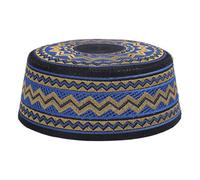 Zerodis Chapeau de Prière Musulman Kufi pour Homme, Bonnet brodé avec Tête de Mort, Arabe, Omanais, Turc, Couvre-Chef de Prière pour Mariages, Prières, (Circonférence de la tête Bleue 58