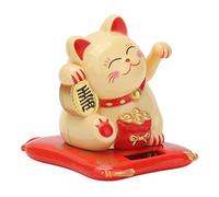 Zerodis Chat Accueillant la Richesse, Chat Porte-Bonheur à énergie Solaire avec Bras ondulé pour la Décoration de la Maison, du Bureau et de la Voiture (Yellow)