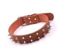 Zerodis Chiens de Style Punk avec des Pics et des Décorations Rivet, Un Col de Compagnie en Cuir Universel pour Les Chiens Moyens à Grands (Café)