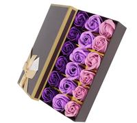Zerodis Coffret Cadeau Romantique de Savon Rose dégradé Violet, 18 Pièces de Fleurs de Savon Faites à la Main pour le Bain et la Décoration, Cadeaux de Vacances pour Femmes, Saint-Valentin, Fête des