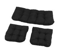 Zerodis Coussin de Chaise en Osier touffeté, Coussins de Meubles en Osier pour Meubles de Patio, Banc d'amour en Rotin, 3 Pièces en Polyester, 1 Causeuse, 2 Formes en U (Black)