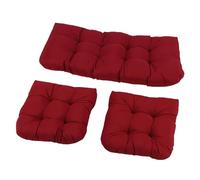 Zerodis Coussin de Chaise en Osier touffeté, Coussins de Meubles en Osier pour Meubles de Patio, Banc d'amour en Rotin, 3 Pièces en Polyester, 1 Causeuse, 2 Formes en U (Rouge)
