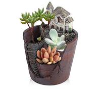 Zerodis Creative Pot de Fleurs Animaux Paysage Castle Résine Décoration Pots D'usine De Viande Petite Maison Décoration Artificiel Plantes Succulentes Vivantes Fleur