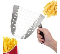 Zerodis Cuillère à Pop-corn Ergonomique à Poignée Unique en Acier Inoxydable pour Tamiser les Frites Commerciales, Pelle à Frites avec Trous pour Cinéma, Magasins, Pique-niques