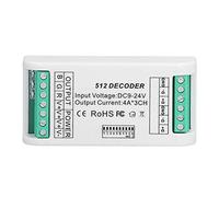 Zerodis Décodeur LED RVB, Contrôleur de Bande Lumineuse LED DMX512 à 3 Canaux avec Tension Constante 9-24 V, Contrôleur D'éclairage de Scène D'entrée pour Barre Lumineuse,