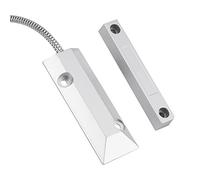 Zerodis Détecteur de Capteur de Contact Magnétique Alarme pour Porte Fenêtre en Métal Detecteur D'ouverture de Porte Système D'alarme de Sécurité avec Câble Kit de Sécurité de Garage Domestique