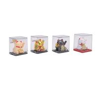 Zerodis Ensemble de 4 Bras Agitants de Chat Porte-Bonheur, Statue Maneki Neko avec Conception à énergie Solaire de 2 Pouces, Aucune Batterie Requise, Mouvement Automatique pour la