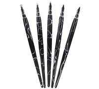 Zerodis Ensemble de Stylos à Tremper en Acrylique, 5 Pièces, Fournitures D'art avec 5 Pointes de Dessin animé Plates et Rondes pour la Calligraphie, le Dessin et la Peinture (Plume ronde BD noire)