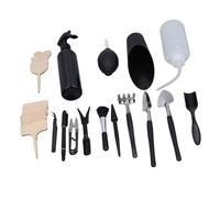 Zerodis Ensemble d'outils d'empotage Tête de Pelle en Acier Inoxydable avec Pince à épiler Incurvée Petit Râteau pour Plantes Succulentes bonsaï Petites Plantes 'intérieur 15 Pièces Jardin