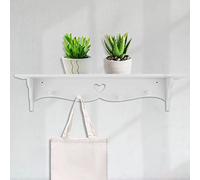 Zerodis Étagère Blanche, Composite Bois-Plastique, Conception en Forme de Cœur Creux, Présentoir Polyvalent avec Patères, Idéal pour la Maison et la Chambre à Coucher