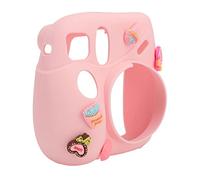 Zerodis Étui de Protection en Silicone de Caméra Instantanée, Manche de Caméra à Couverture Douce Légère avec Bandoulière Réglable Détachable Compatible avec 7 Plus 14x13x6cm (Dessert Rose)