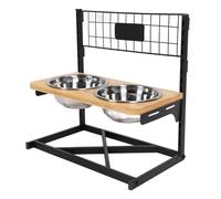 Zerodis Fournitures pour Chiens Support de Gamelle pour Chien Mangeoire pour Animaux de Compagnie en Fer et en Bambou avec Bols Amovibles pour Les et Chats de Petite, Moyenne et Grande Taille