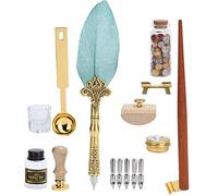 Zerodis Fournitures Scolaires Quill Dip Kit de Tampons à Encre d'écriture Coffret Cadeau de Noël pour Lui écriture Dessin Bureau à Domicile Ensemble de Décoration Rétro Ensemble Stylo Plume et