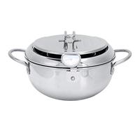 Zerodis Friteuse à Air en Acier Inoxydable, Petite Friteuse avec Thermomètre, Poêle Japonaise Tempura pour Cuisine, Cuisinière à Induction, Frites, Poulet, 304 de Profondeur (Petit carter