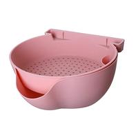 Zerodis Gagnant en Plastique 2 -yer Bol de Bol de de de de de Rangement Castera pour Laver et Couper les Fruits et Légumes à la Maison (PINK)