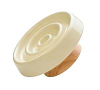 Zerodis Gamelle Surélevée en Céramique pour Chat à Alimentation Lente, Antidérapante, Stable, Conception Peu Profonde avec Base en Bois d'hévéa pour Une Alimentation Saine et Un Confort pour Les