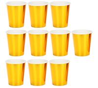 Zerodis Gobelet Jetable Pratique pour Fêtes et Pique-niques, Design de Cadeaux avec des Accents Dorés, Gobelet en Papier d'eau élégant (GOLD)