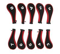 Zerodis Golf Zipper Golf Head Cover Set pour Fers avec Large Ouverture et Numérique Protection Robuste pour Les Amateurs de Cover Neoprene (Rouge)