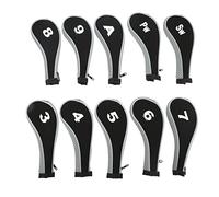 Zerodis Golf Zipper Golf Head Cover Set pour Fers avec Large Ouverture et Numérique Protection Robuste pour Les Amateurs de Cover Neoprene (Gray)