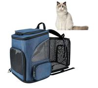 Zerodis Grand Sac à Dos de Transport pour Chat, Sac de Transport Extensible pour Chien avec Fenêtres en Maille et Coussin en Peluche, Visites Vétérinaires, à Dos pour Animaux de (Blue)