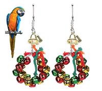 Zerodis Guirlande de Clochettes pour Oiseaux de Compagnie, 2 Pièces Colorées et Bruyantes, Décoration de Cage à Oiseaux, Guirlande d'oiseaux à Mâcher, Jouet de Cloche Suspendue,