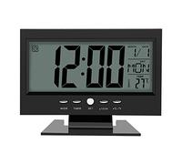 Zerodis Horloge Numérique Calendrier Réveil de Bureau avec La Veilleuse Intelligente et l'Heure de Snooze/Date/Temps (Noir)