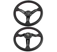 Zerodis Intérieurs Automobiles Cadre en Aluminium de 350 Mm Volant de Course en Cuir perforé Noir pour Volant de Voiture Universel