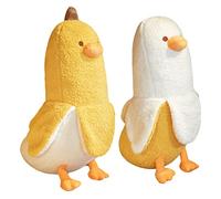 Zerodis Jouet en Peluche de Canard Banane de 50CM, Oreiller Animal en Peluche Court et Doux, Jouet Mignon de Canard Banane pour Enfants et Décoration de la Maison (White)