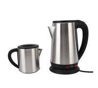 Zerodis Kettle Turc électrique en Acier Inoxydable 1L 2L, Jeu de Théière Double avec Chauffage dissimulé et Infuseur Détachable pour un Usage Domestique (Prise UE 220V)