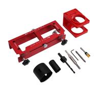 Zerodis Kit D'installation de Serrure, Gabarit de Charnière de Porte avec Boîte de Rangement pour Charnières Carrées et Rondes, Porte en Bois, Rayon en Alliage D'aluminium 9 Pièces