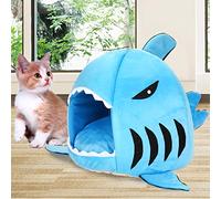 Zerodis Lit Grotte pour Chat, Mousse Haute Résilience, Maison pour Chat Requin, Cachette Confortable pour Chats, Taille 17,7 Pouces, Parfait pour Les Animaux d'intérieur (Blue)
