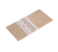 Zerodis Lot de 10 Pochettes en Toile de Jutes en Dentelle Porte Couvert Jute Toile Sac Pochette Marriage Ornement Set Table Vaisselle Pochette de Couteau et Fourchette