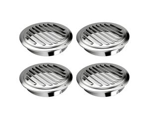 Zerodis Lot de 4 Couvercles D'aération pour Sèche-linge, Plafond Mural Rond en Acier Inoxydable, Lattes Inclinées à 45 Degrés, Ventilateur D'extraction, (Alliage d'aluminium/acier inoxydable/ABS)