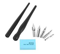 Zerodis Lot de stylos à manga avec 2 porte-stylos noirs, 5 pointes, 1 gomme à dessin