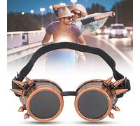Zerodis Lunettes d'extérieur avec Plaquette de Nez Réglable, Design Unique à Pointes pour le Cyclisme et les événements à Thème, Style Vintage Steampunk (Couleur Cuivre)
