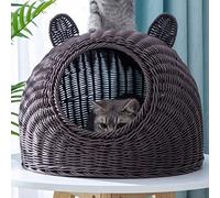 Zerodis Maison de Lit pour Chat Semi-fermée, Retraite Intérieure en Plastique pour Animaux de Compagnie avec Conception Bionique, Abri Confortable et Confortable pour Chat (Café)