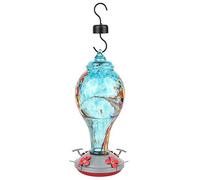Zerodis Mangeoire à Oiseaux en Verre pour Colibris, Conception de Peinture Colorée, Outil d'alimentation en Eau pour Jardin Extérieur et Cour, Mangeoire pour la Faune (T2)
