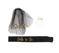 Zerodis Mariée à être Diadème, Ceinture en Satin Noir Brillant, Coffret Cadeau Voile de Mariée pour Mariages et Douches