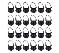 Zerodis Mini Chaudrons Noirs 24 Pièces, Meubles Miniatures de Maison de Poupée D'halloween, Chaudrons de Sorcière Décoratifs pour Décoration de Cadeaux de Fête de Carnaval (Mini-)