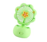 Zerodis Mini Ventilateur Portable pour Enfants, Petit Ventilateur USB Portable, Rechargeable par USB, de Bureau de Refroidissement Silencieux avec un Design Mignon pour la (Forme de fleur verte)