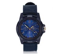 Zerodis Montre-bracelet Analogique de Style Militaire avec Conception Simulée de 3 Yeux, Sangle de Boucle à Broches Personnalisée pour une Usure Confortable, Cadran Rond avec Sangle en (Swi Bleu)